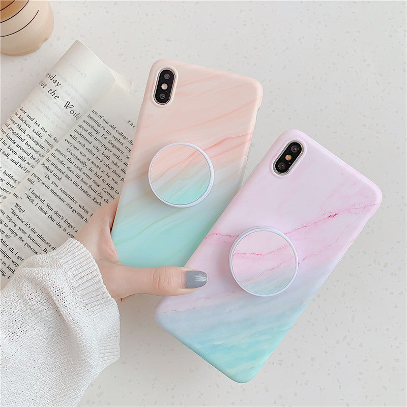Luxury Gradient Marble Case For iphone XS Max XR X Soft Back Cover For iphone 7 plus 8 6s 6 Phone Cases With Cute Stand Holder