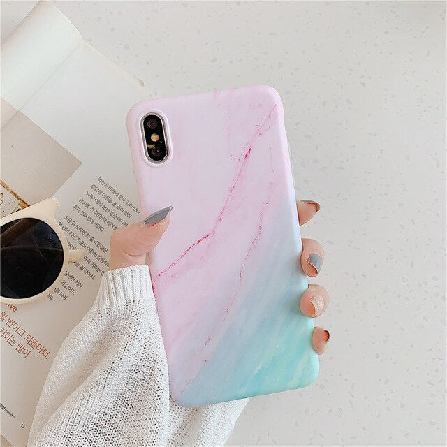 Luxury Gradient Marble Case For iphone XS Max XR X Soft Back Cover For iphone 7 plus 8 6s 6 Phone Cases With Cute Stand Holder