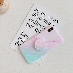 Luxury Gradient Marble Case For iphone XS Max XR X Soft Back Cover For iphone 7 plus 8 6s 6 Phone Cases With Cute Stand Holder