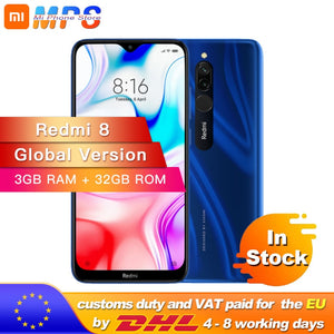 Global Version  Xiaomi Redmi 8 3GB 32GB Snapdragon 439 Octa Core 12MP Dual Camera Mobile Phone 5000mAh