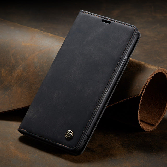 Suitable For Samsung Galaxy Note10 S10 S9 S8 A70 A30 A50 A80 Case, The Business Grade Retro Matte Soft PU Mobile Phone Case