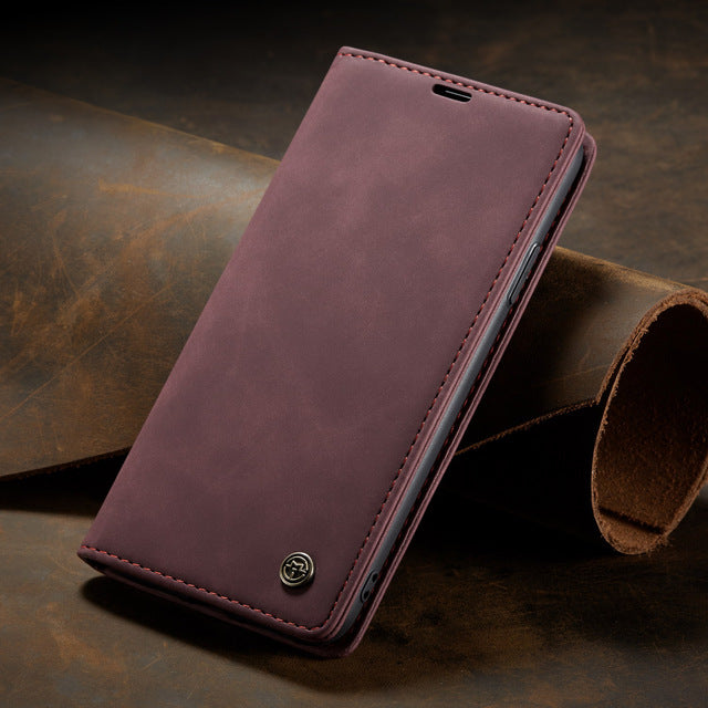 Suitable For Samsung Galaxy Note10 S10 S9 S8 A70 A30 A50 A80 Case, The Business Grade Retro Matte Soft PU Mobile Phone Case