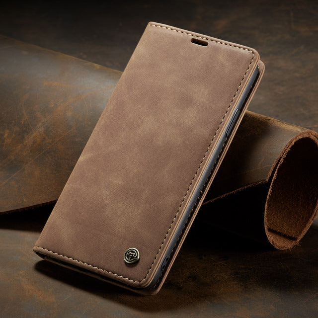 Suitable For Samsung Galaxy Note10 S10 S9 S8 A70 A30 A50 A80 Case, The Business Grade Retro Matte Soft PU Mobile Phone Case