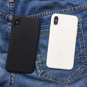 White Black Matte Coque For iPhone 11 Pro Xs Max XR X 10 5 5S SE 2020 6 6S 7 8 Plus TPU Back Cover For iPhone 7 Plus Phone Case