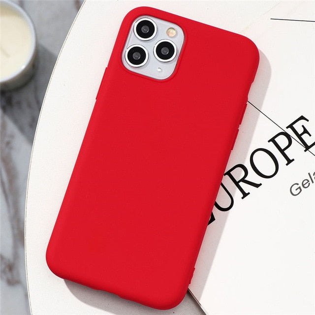 White Black Matte Coque For iPhone 11 Pro Xs Max XR X 10 5 5S SE 2020 6 6S 7 8 Plus TPU Back Cover For iPhone 7 Plus Phone Case