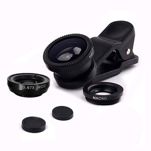 Orsda phone lens fisheye lens 0.67x wide-angle zoom lens fisheye lens 6x macro lens camera kit (with clip lens) for smartphones