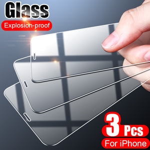 3PCS Full Cover Tempered Glass On the For iPhone 7 8 6 6s Plus X  Screen Protector On iPhone X XR XS MAX 5 5s SE 11 Pro Glass