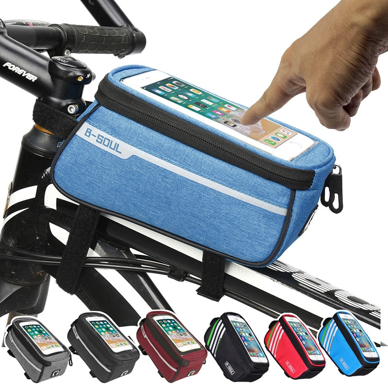 Waterproof Bicycle Bag Nylon Bike Cyling Cell Mobile Phone Bag Case 5.5'' 6'' Bicycle Panniers Frame Front Tube Bags Accessories