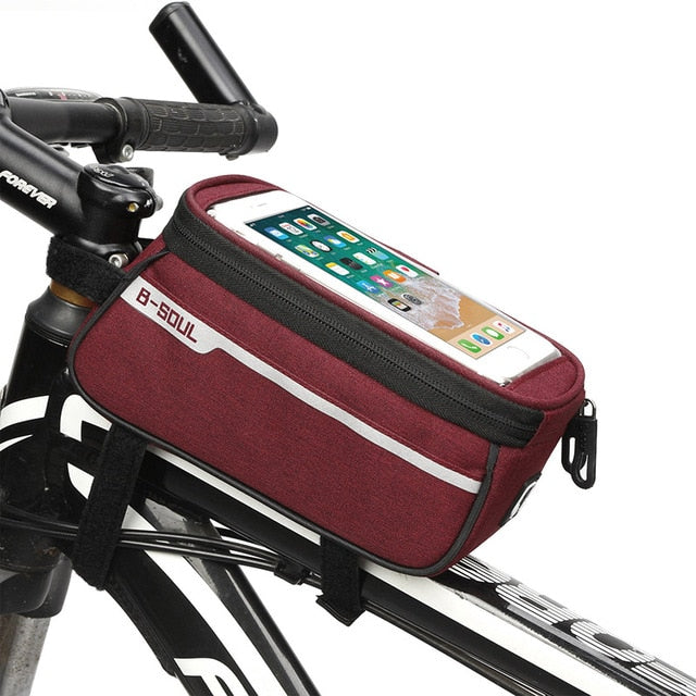 Waterproof Bicycle Bag Nylon Bike Cyling Cell Mobile Phone Bag Case 5.5'' 6'' Bicycle Panniers Frame Front Tube Bags Accessories