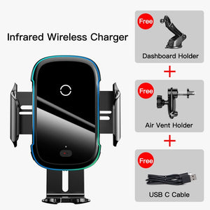 Baseus 15W Wireless Charger Car Mount for Air Vent Mount Car Phone Holder Intelligent Infrared Fast Wireless Charging Charger