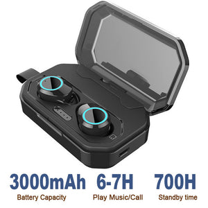 G02 TWS 5.0 Bluetooth 9D Stereo Earphone Wireless Earphones IPX7 Waterproof Earphones 3300mAh LED Smart Power Bank Phone Holder