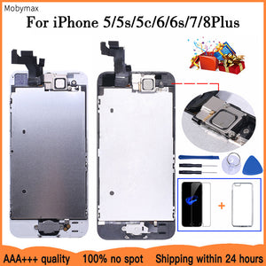 AAA+++ LCD Full Assembly For iPhone 5 5C 5S SE 6 7 8 Plus Touch Glass Display LCD Digitizer Replacement+Front Camera+Ear Speaker