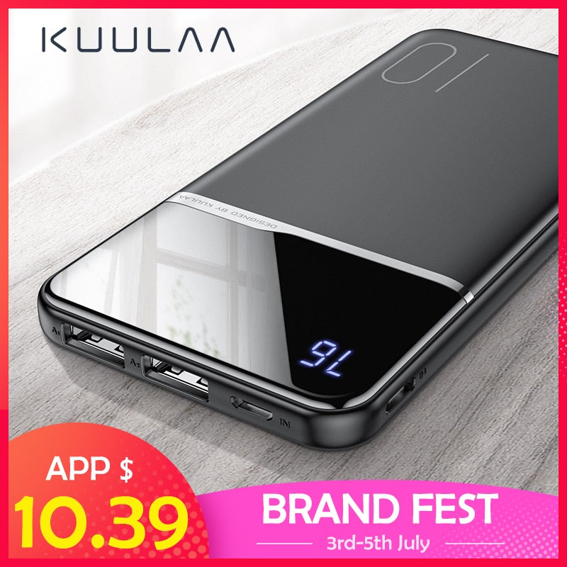 KUULAA Power Bank 10000mAh Portable Charging PowerBank 10000 mAh USB PoverBank External Battery Charger For Xiaomi Mi 9 8 iPhone