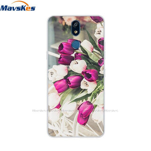For LG K40 K 40 Case 2019 Cartoon Fashion Silicone Soft TPU Back Cover Coque For LG K40 Phone Cases Cute Flower Cat Lady Fundas
