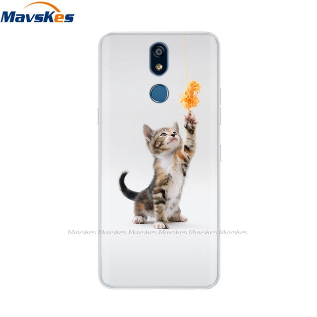For LG K40 K 40 Case 2019 Cartoon Fashion Silicone Soft TPU Back Cover Coque For LG K40 Phone Cases Cute Flower Cat Lady Fundas
