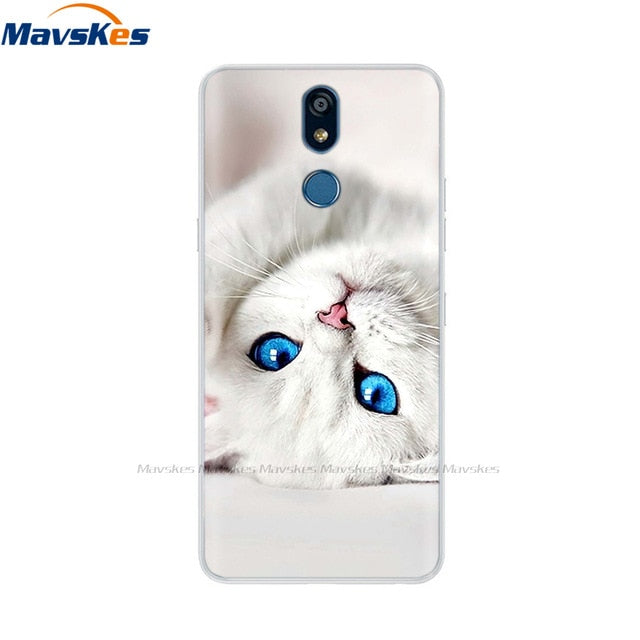 For LG K40 K 40 Case 2019 Cartoon Fashion Silicone Soft TPU Back Cover Coque For LG K40 Phone Cases Cute Flower Cat Lady Fundas