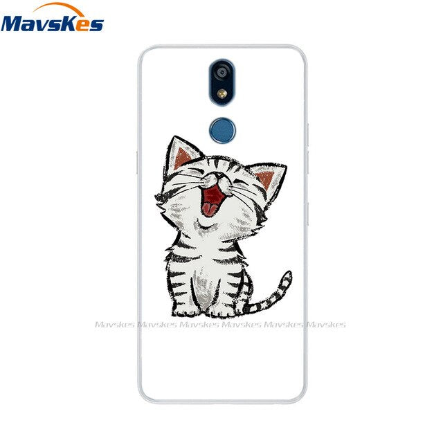 For LG K40 K 40 Case 2019 Cartoon Fashion Silicone Soft TPU Back Cover Coque For LG K40 Phone Cases Cute Flower Cat Lady Fundas