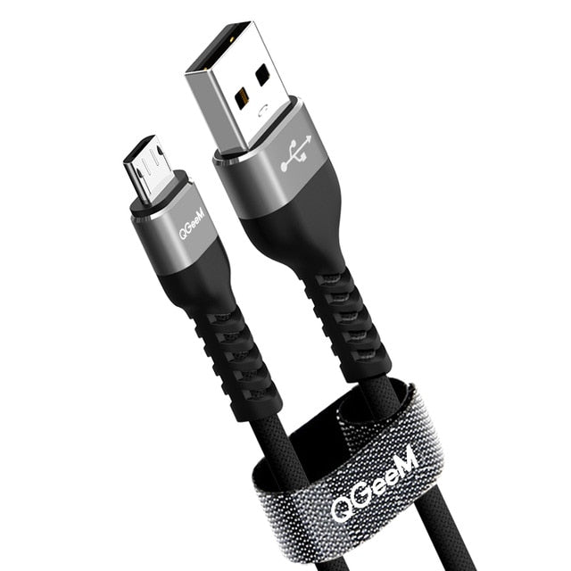 QGeeM Micro USB Cable 2.4A Nylon Fast Charge USB Data Cable for Samsung Xiaomi LG Tablet Android Mobile Phone USB Charging Cable